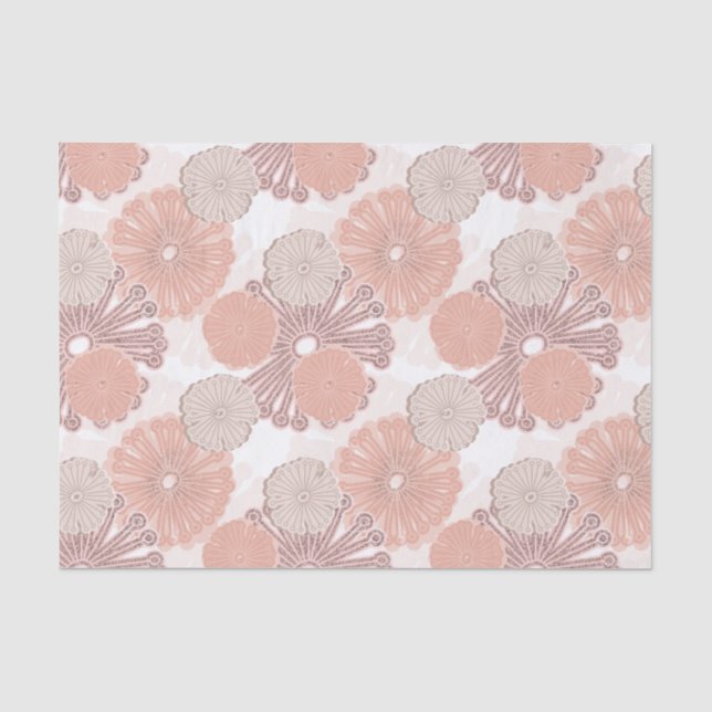 Papel De Seda Padrão de Flor Dourado rosa (Frente )