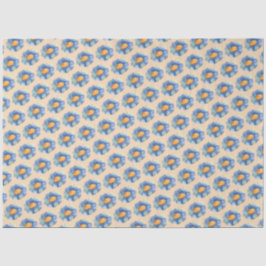 Papel De Seda Padrão de Flor Laranja e Azul