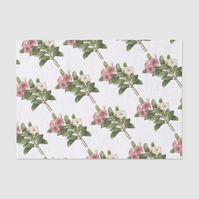 Papel De Seda Padrão de Flor Periwinkle (Frente )
