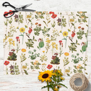 Papel De Seda Padrão de Flor Silvestre Vintage