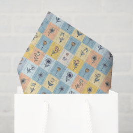 Papel De Seda Padrão de flores coloridas e modernas retrô para a