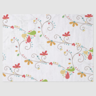 Papel De Seda Padrão de Flores de Cor de Água Fundo Personalizad