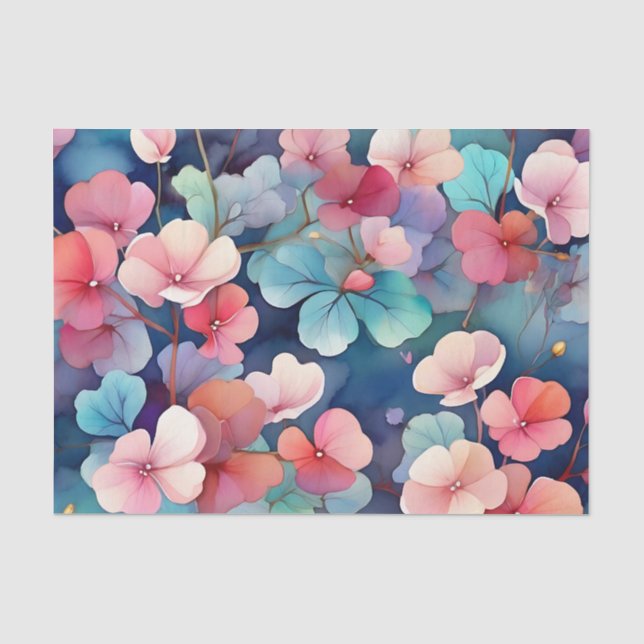 Papel De Seda Padrão de Flores de Lunária Delicada (Frente )