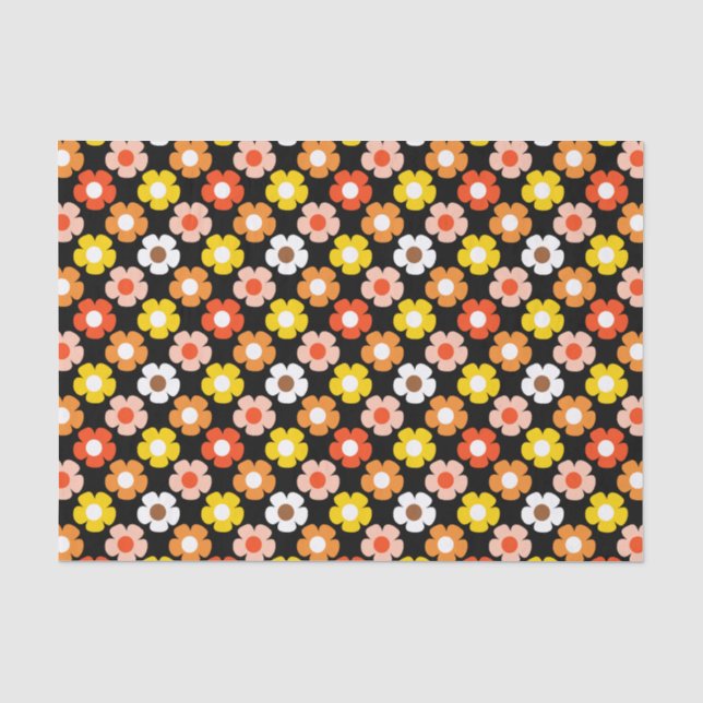 Papel De Seda Padrão de Flores de Outono de Queda Retroativa Pre (Frente )