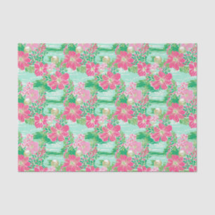 Papel De Seda Padrão de Flores Tropicais na Praia de Preppy Palm