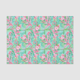 Papel De Seda Padrão de Flores Tropicais na Praia de Preppy Palm