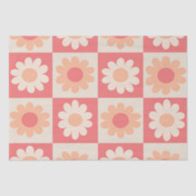 Padrão de Flores Xadrez Peach Fuzz Retro