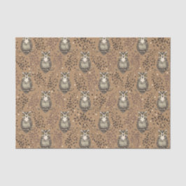 Papel De Seda Padrão De Floresta Ilustrada De Coruja Castanha