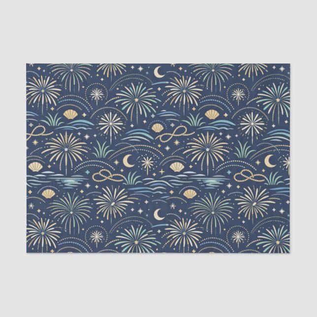 Papel De Seda Padrão de Fogos de Artifício Coastal Starlight (Frente )