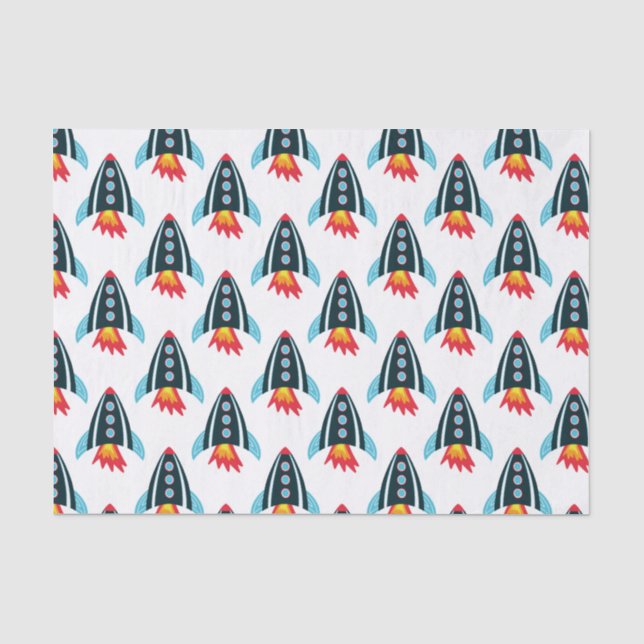 Papel De Seda Padrão de Foguete Espacial para Crianças (Frente )