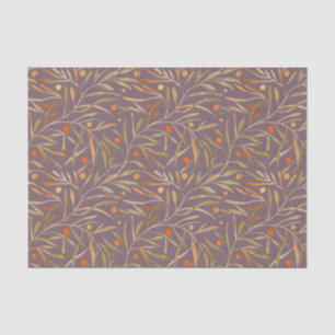 Papel De Seda Padrão de Folha de Aquarela Elegante Fundo Roxo