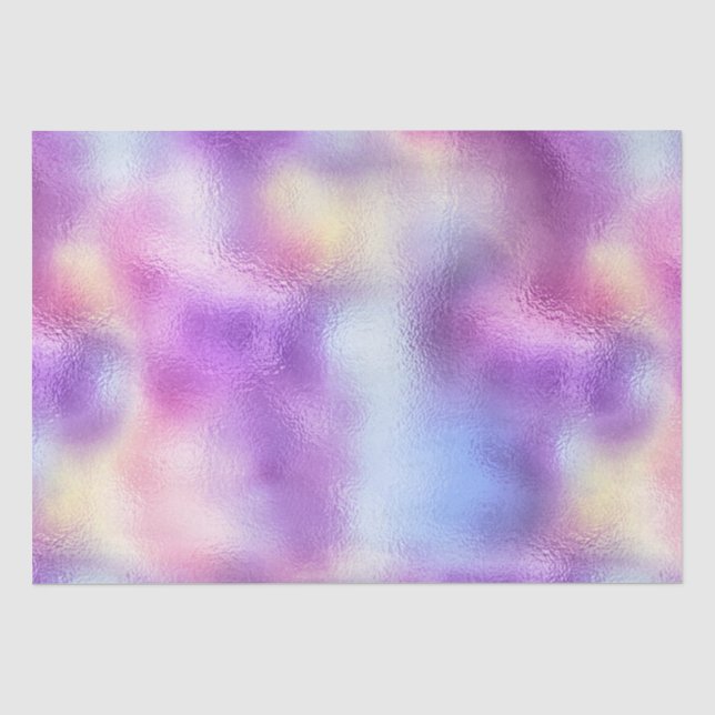 Papel De Seda Padrão de Folha de Gradiente Iridescente Roxo Eleg (Frente )