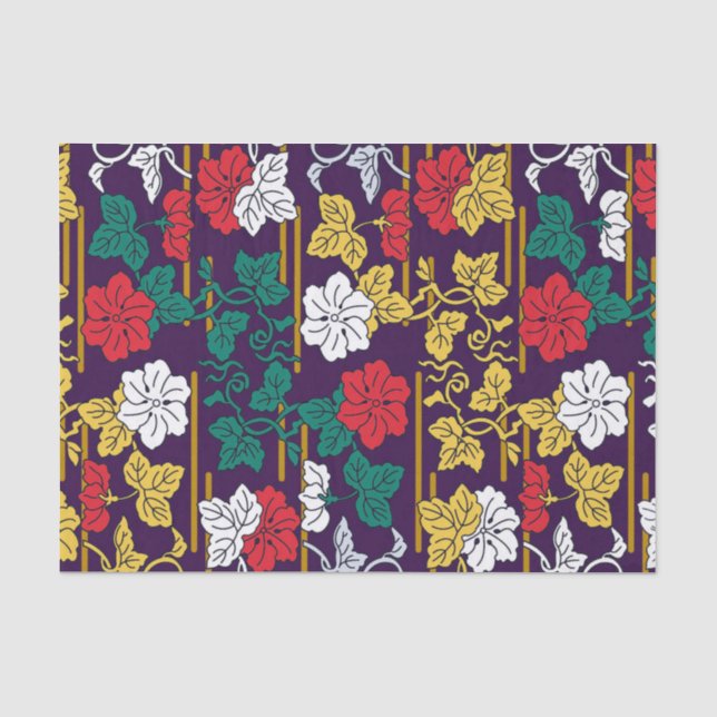 Papel De Seda Padrão de Folha Tradicional Japonês (Frente )