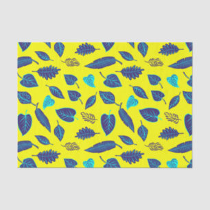 Papel De Seda Padrão de Folha Tropical Amarelo Brilhante