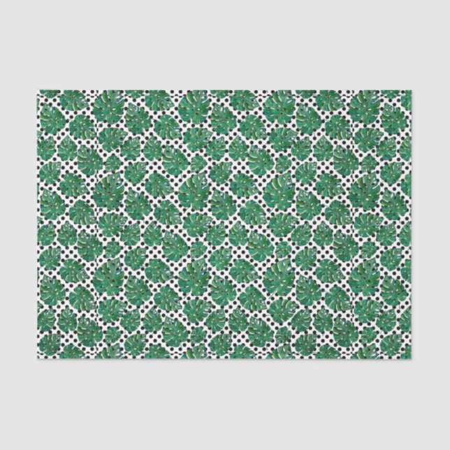 Papel De Seda Padrão de Folha Verde 10 (Frente )