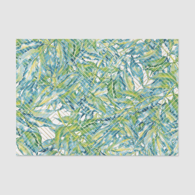 Papel De Seda Padrão de Folha Verde 12 (Frente )