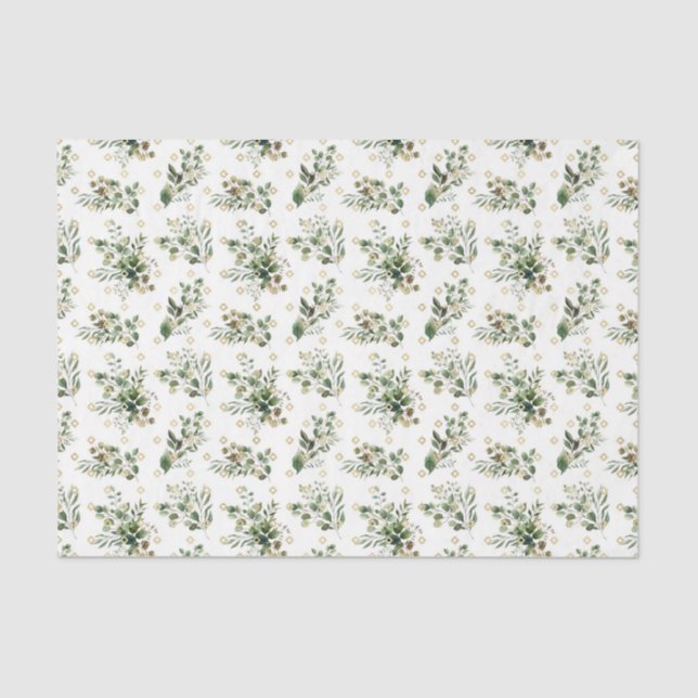 Papel De Seda Padrão de Folha Verde 23 (Frente )