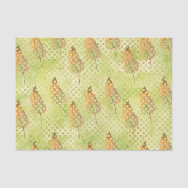 Papel De Seda Padrão de Folha Verde 9 (Frente )