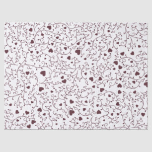 Papel De Seda Padrão de folhagem em filigrana de coração burgund