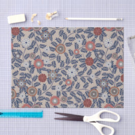 Papel De Seda Padrão de folhagem impressionante em azul-turquesa