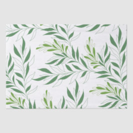 Papel De Seda Padrão de Folhagem Verdejante Elegante Verde e Bra