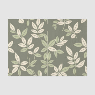 Papel De Seda Padrão de Folhas Botânicas Olive Sage