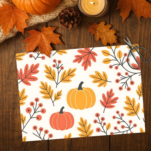 Papel De Seda Padrão de Folhas de Abóbora de Vibrante Pumpkin de (Criador carregado)