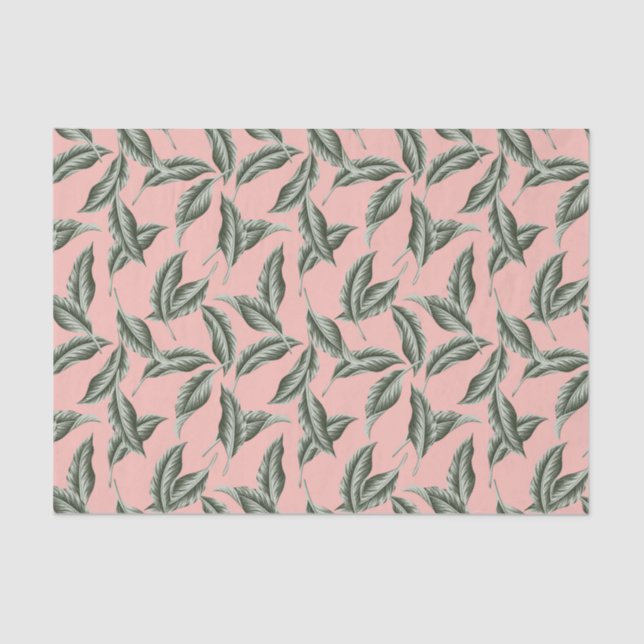 Papel De Seda Padrão de Folhas de Jardim Tropicais (Frente )