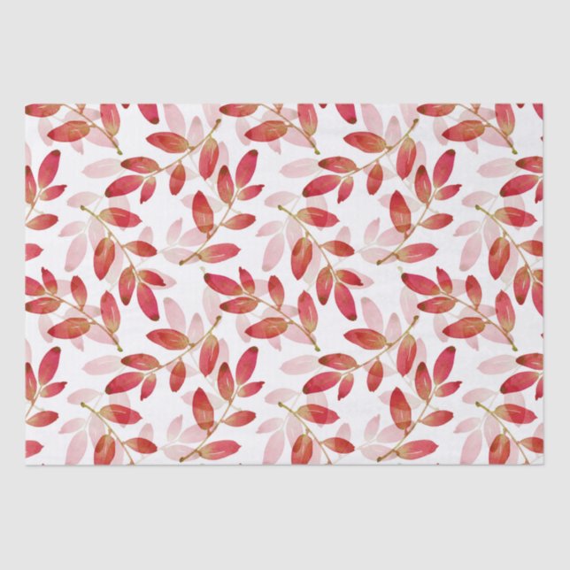 Papel De Seda Padrão de Folhas em Camada de Aquarela do outono V (Frente )