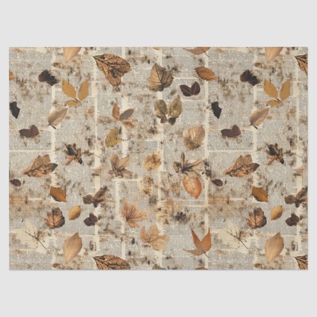 Papel De Seda Padrão de Folhas Prensadas Rústicas – Botânica de  (Frente )