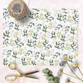 Papel De Seda Padrão de Folhas Tropicais Verdes em Aquarela da N