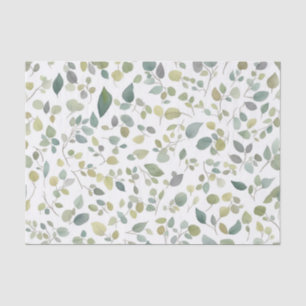 Papel De Seda Padrão de Folhas Verde de Aquarela