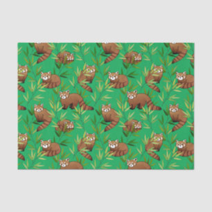 Papel De Seda Padrão de Folhas Vermelhas e Bamboo