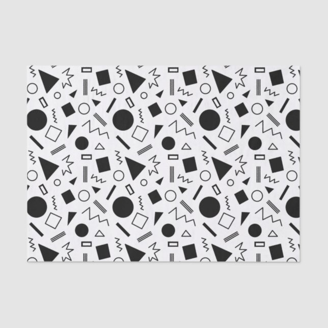 Papel De Seda Padrão de Formas Geométricas Retroativas (Frente )