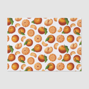 Papel De Seda Padrão de Fruta Cítrica Laranja Mandarim Tangerina
