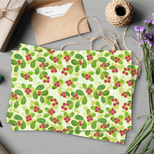 Papel De Seda Padrão de Fruta de amora festiva, verde