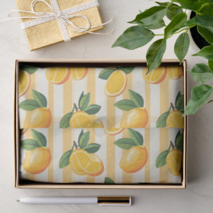 Papel De Seda Padrão de Fruta de Citros Vibrante com Folhas Verd