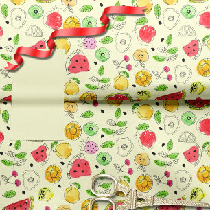 Papel De Seda Padrão de Fruta de Verão   Amarelo