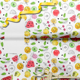 Papel De Seda Padrão de Fruta de Verão | Branco