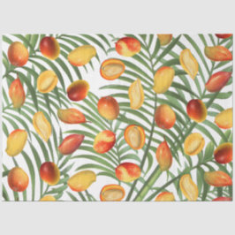 Papel De Seda Padrão de Fruta de Verão Vintage Mango & Greenery