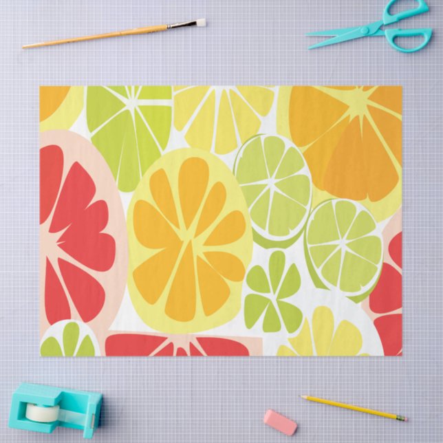 Papel De Seda Padrão de Frutas Cítricas (Arte )