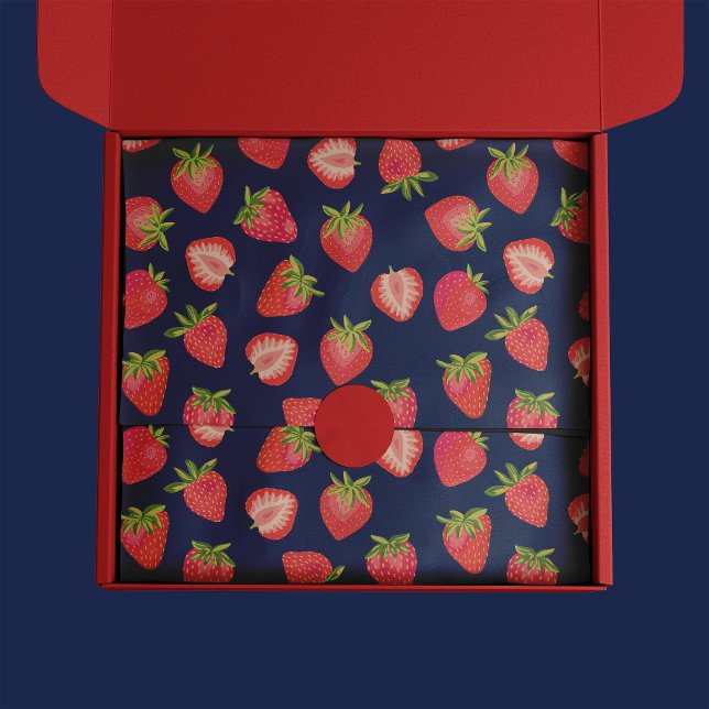 Papel De Seda Padrão de frutas de morango de verão (Strawberry pattern tissue paper)