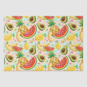 Papel De Seda Padrão de Frutas de Verão Fresco