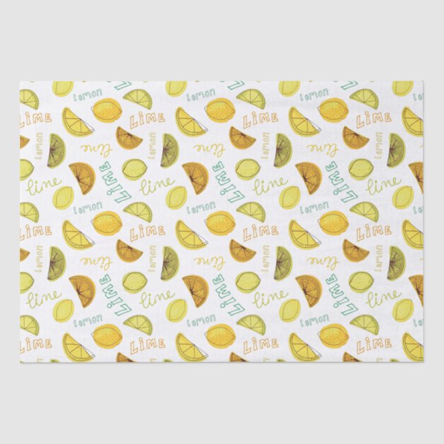 Papel De Seda Padrão de Frutas Zesty de Limão & Lima (Frente )