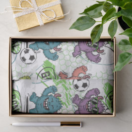 Papel De Seda Padrão de Futebol de Monstros Engraçados para Cria