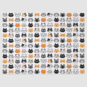 Papel De Seda Padrão de Gato Bonito Faces Gatos Legal