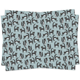Papel De Seda Padrão de Gato de Tuxedo Branco e Preto