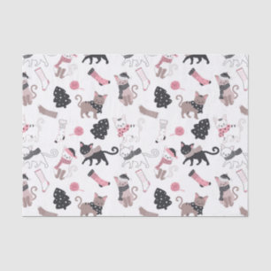 Papel De Seda Padrão de Gato Gatinho de Natal Bonito
