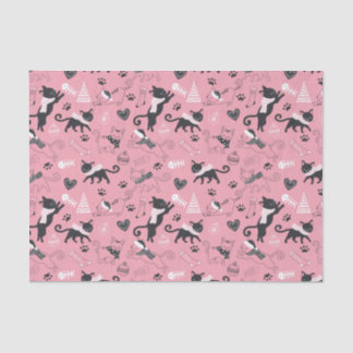 Papel De Seda Padrão de Gato Gatinho de Natal Bonito