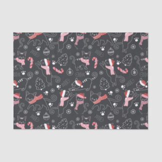 Papel De Seda Padrão de Gato Gatinho de Natal Bonito